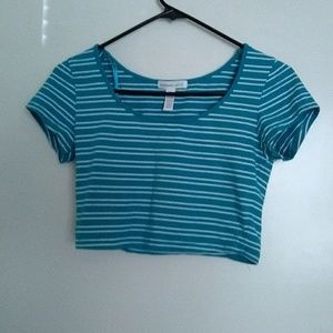 Striped Blue and White Crop Top